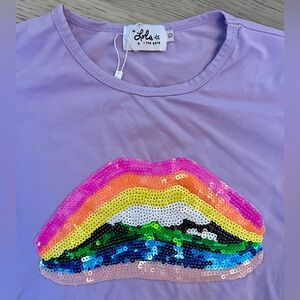 Lola + The Boys Rainbow Sequin Lips Tee